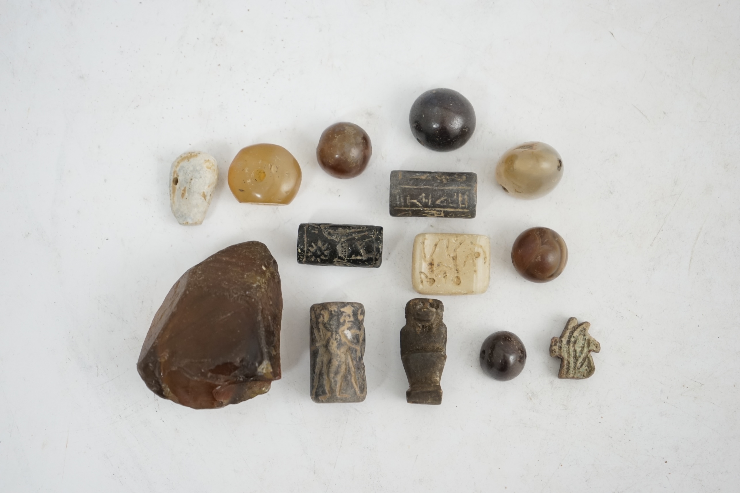 A collection of Ancient Egyptian beads, seals, etc., Acquired 1990s